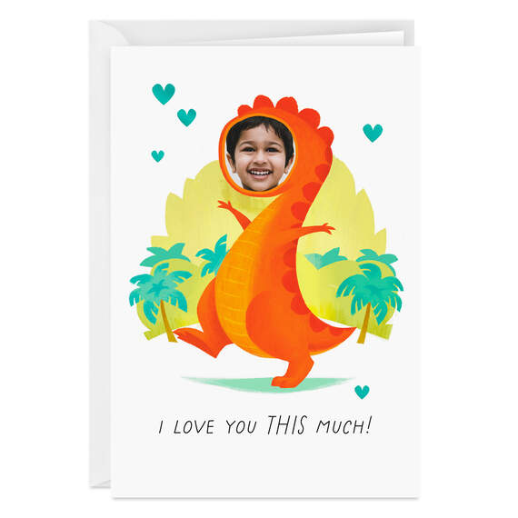 Personalized Fun Dinosaur Face Photo Card
