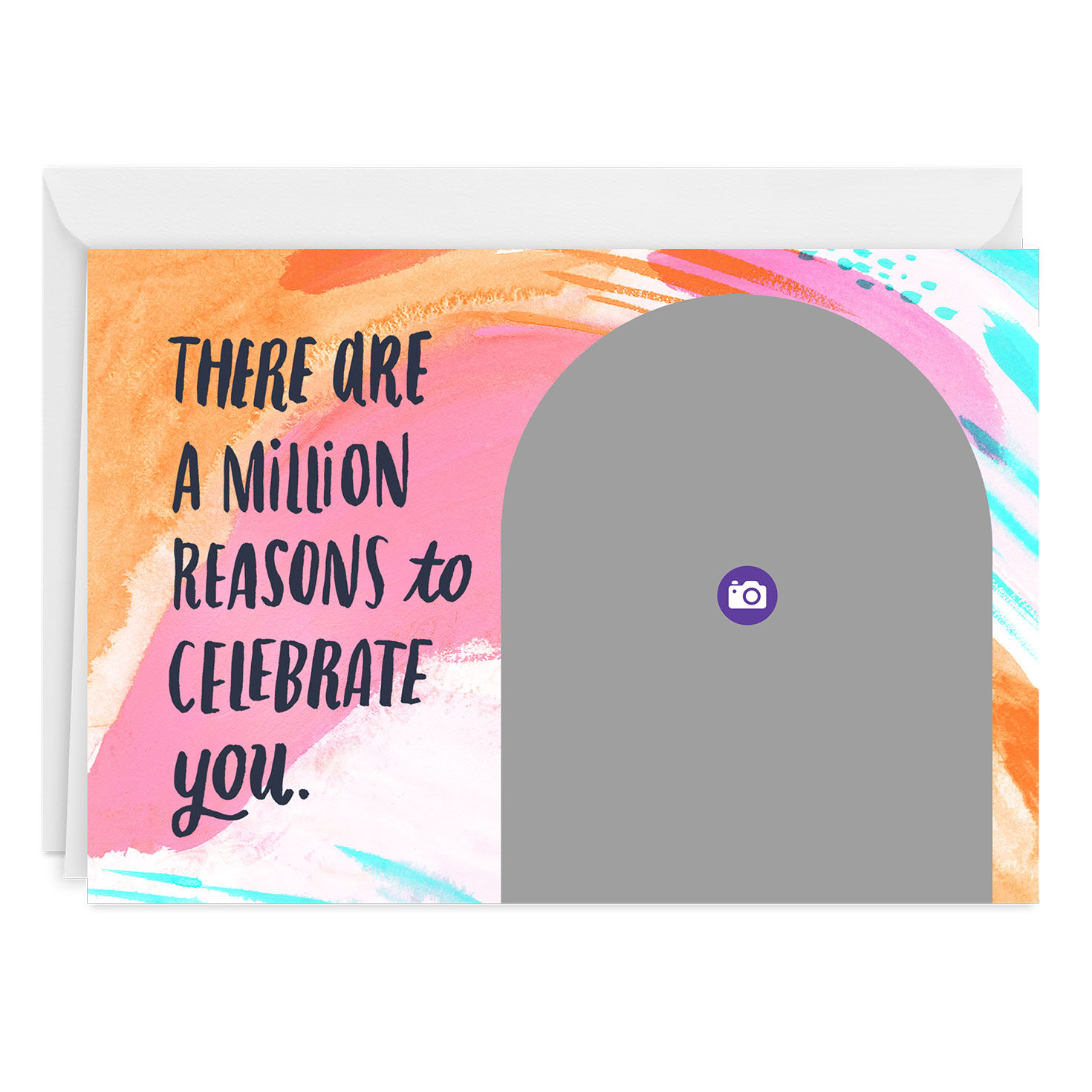 Personalized Painted Brush Strokes Birthday Photo Card  image number 3