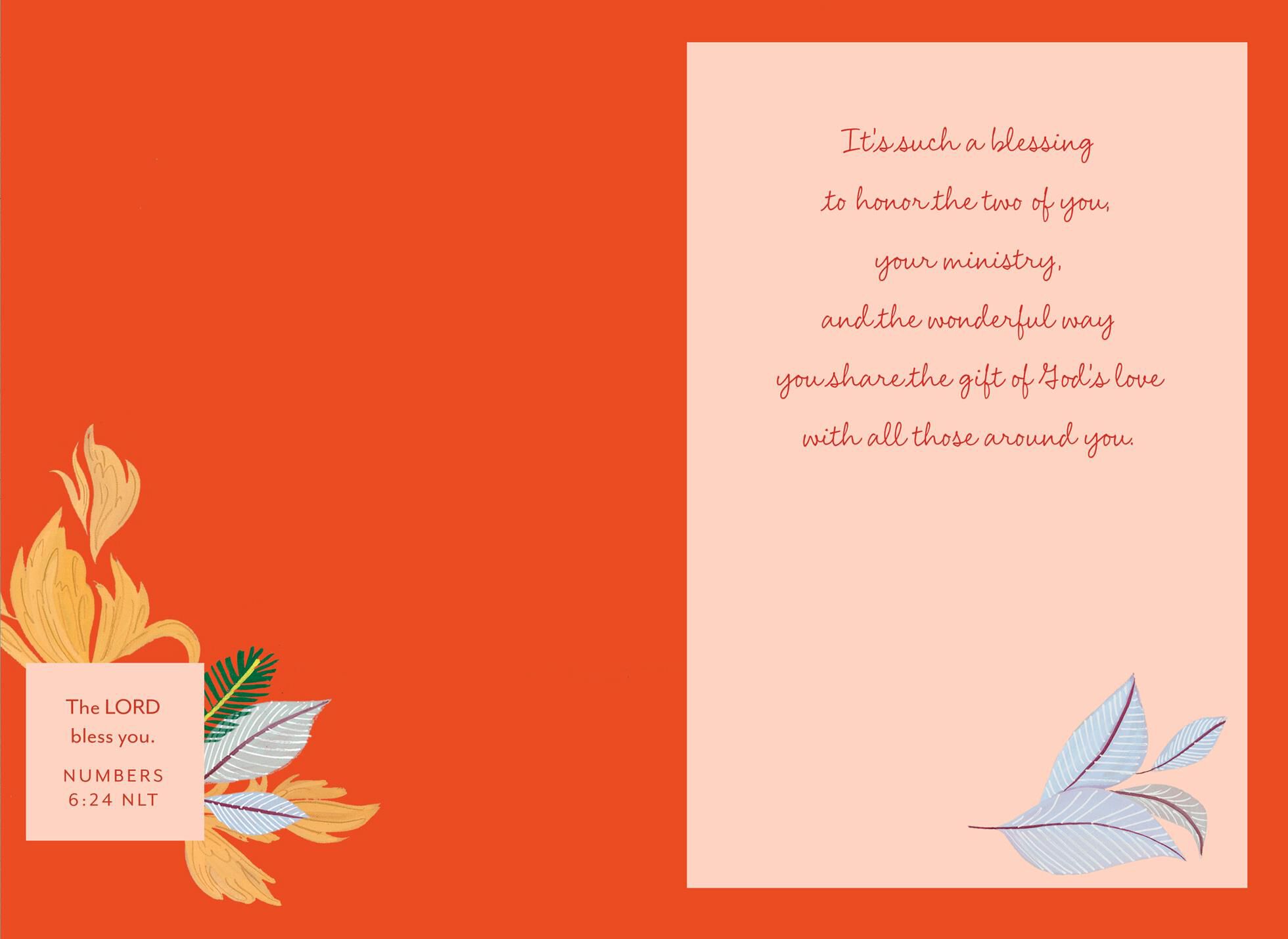 Beautiful Blooms Clergy Appreciation Card for Couple