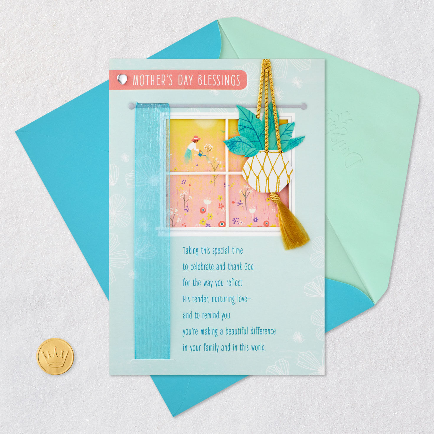 Woman in Garden Religious Mother's Day Card Card Front with Envelope and Gold Seal image number 6