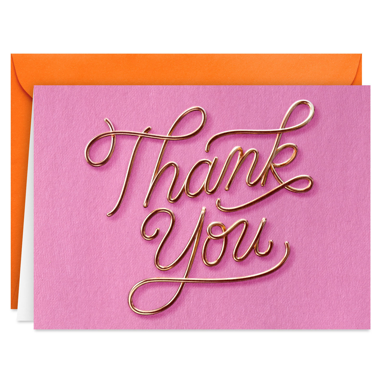 Wire Script on Pink Blank Thank You Note Cards Pack card front image number 2