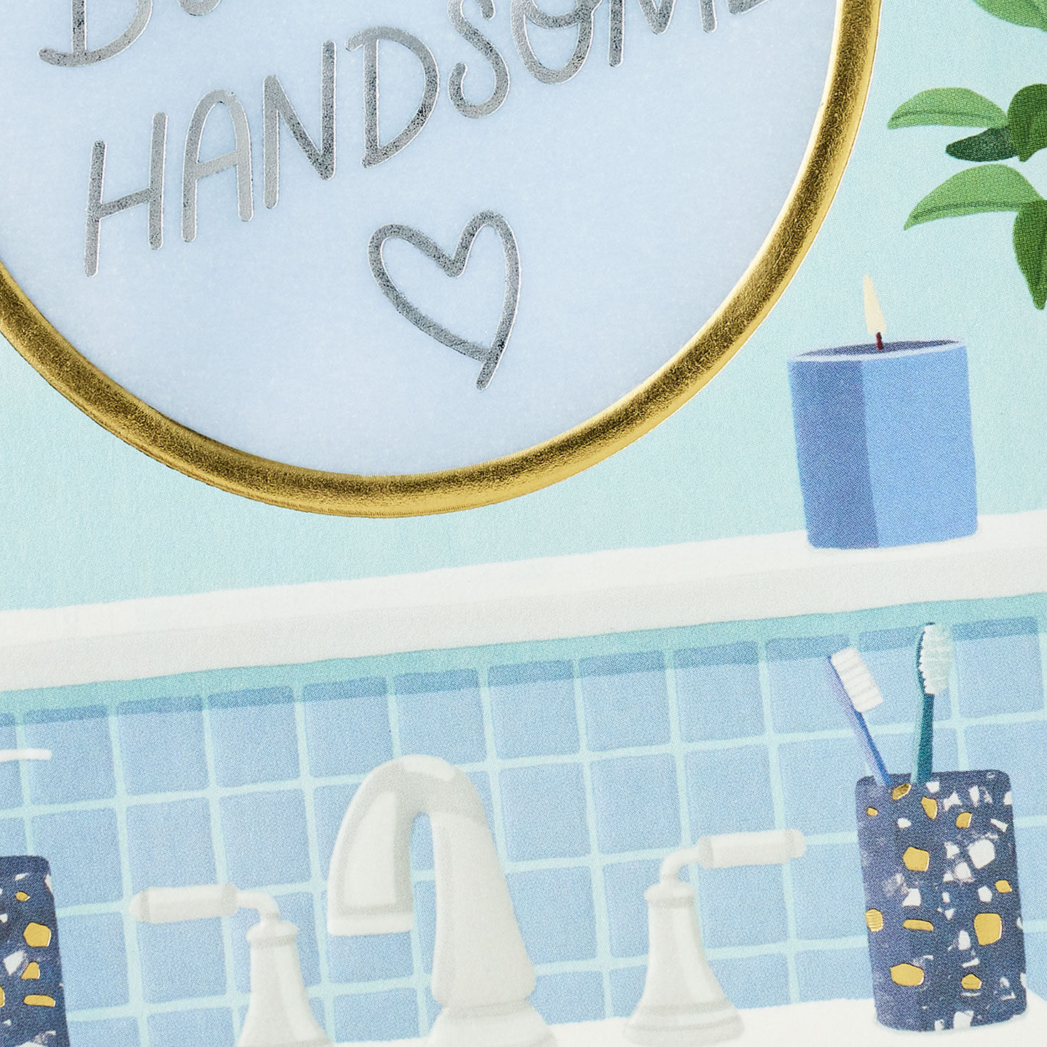 Message in Bathroom Mirror Romantic Birthday Card Card Front Detail image number 4