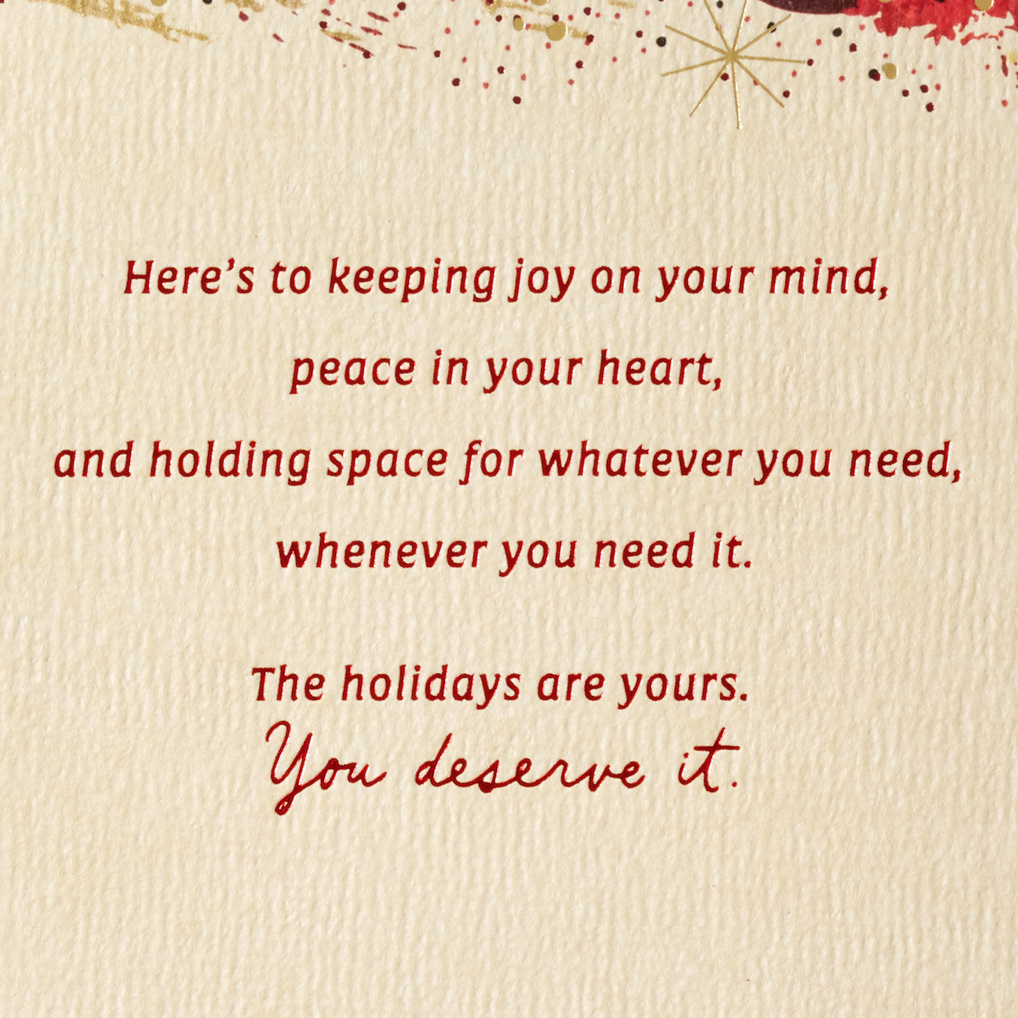 Burgundy and Gold Brushstrokes Christmas Card for Mom Sentiment image number 3