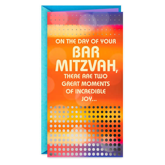 Great Moments Bar Mitzvah Congratulations Money Holder Card, , large image number 1
