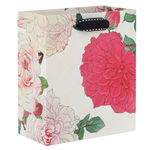 6.5" Illustrated Roses Small Gift Bag, 