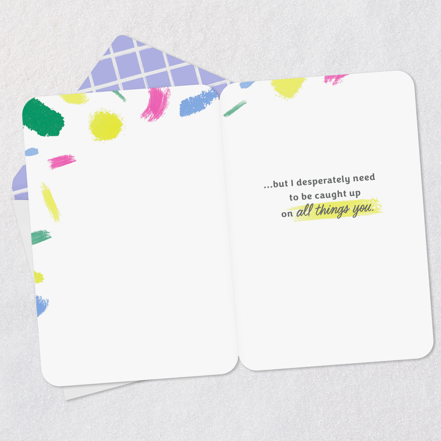 Colorful Brushstrokes Thinking of You Card Open card with envelope image number 3