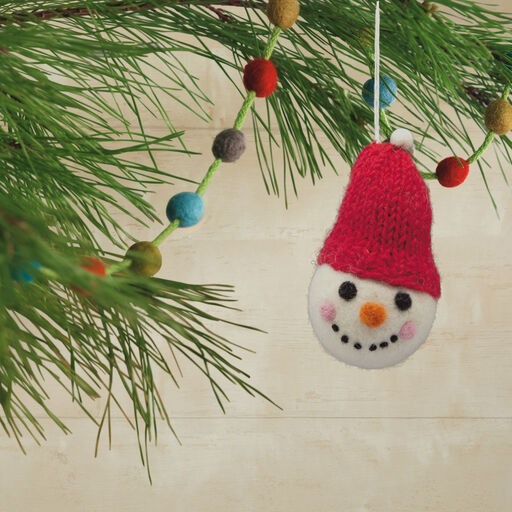 Snowman With Red Hat  Fabric Hallmark Ornament, 
