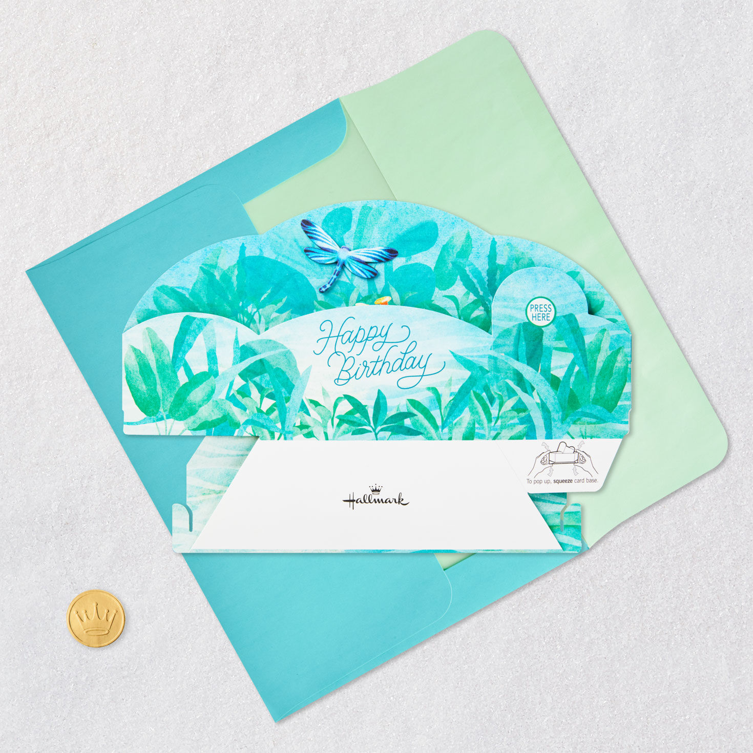 Lily Pad and Dragonfly Musical 3D Pop-Up Birthday Card With Light, , large image number 5