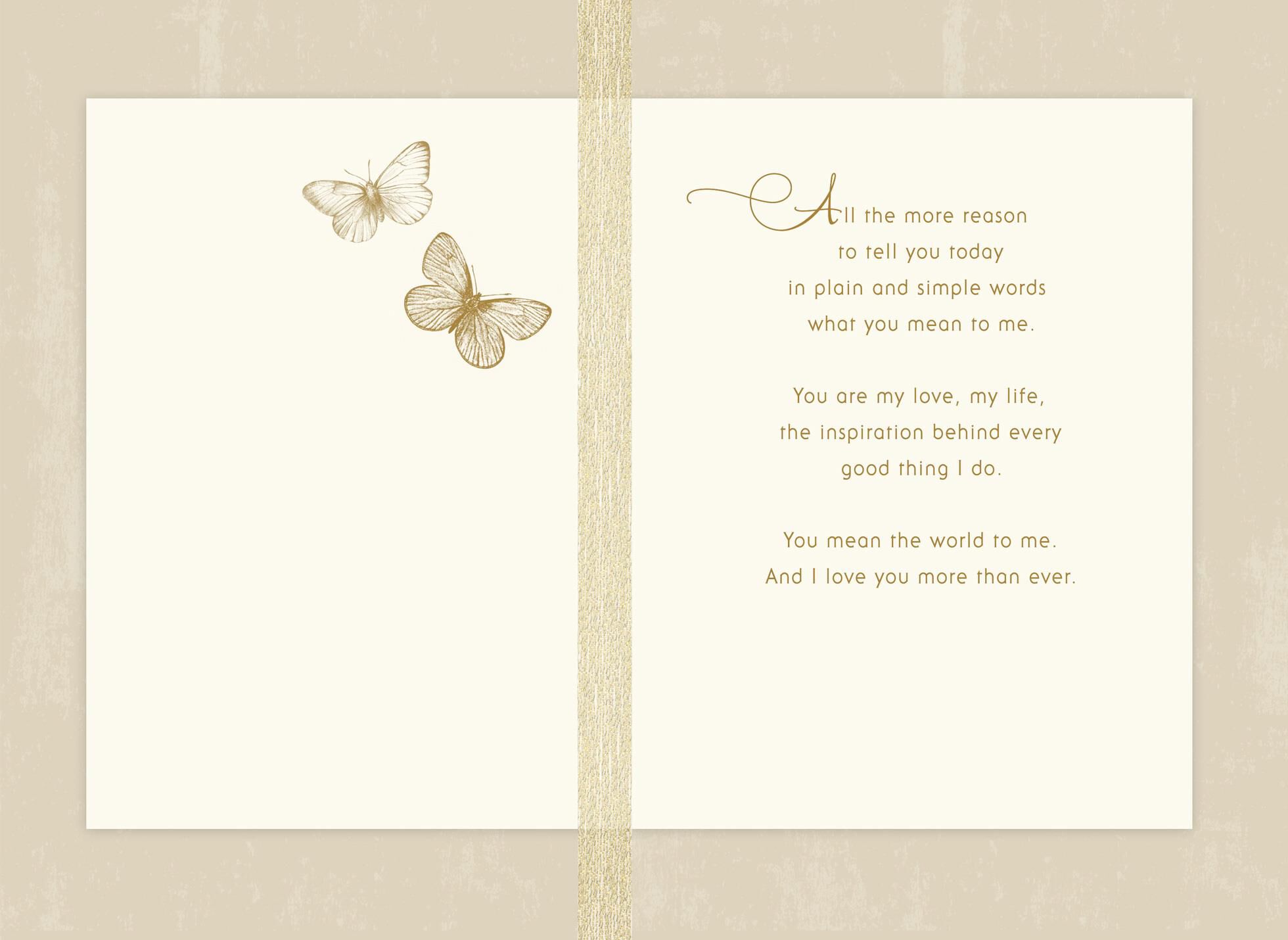 Gold Butterfly Anniversary Card for Wife