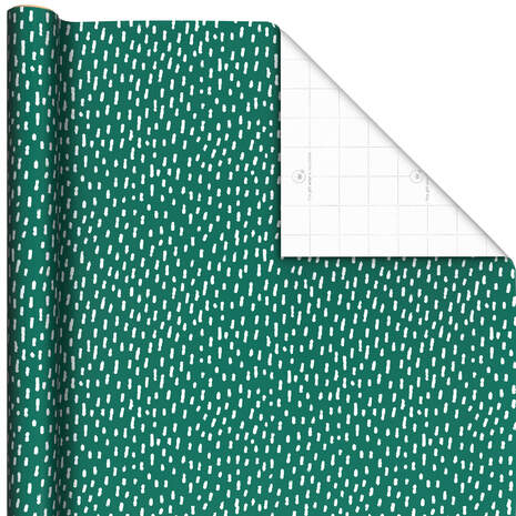 White Dots on Green Christmas Wrapping Paper, 20 sq. ft., , large