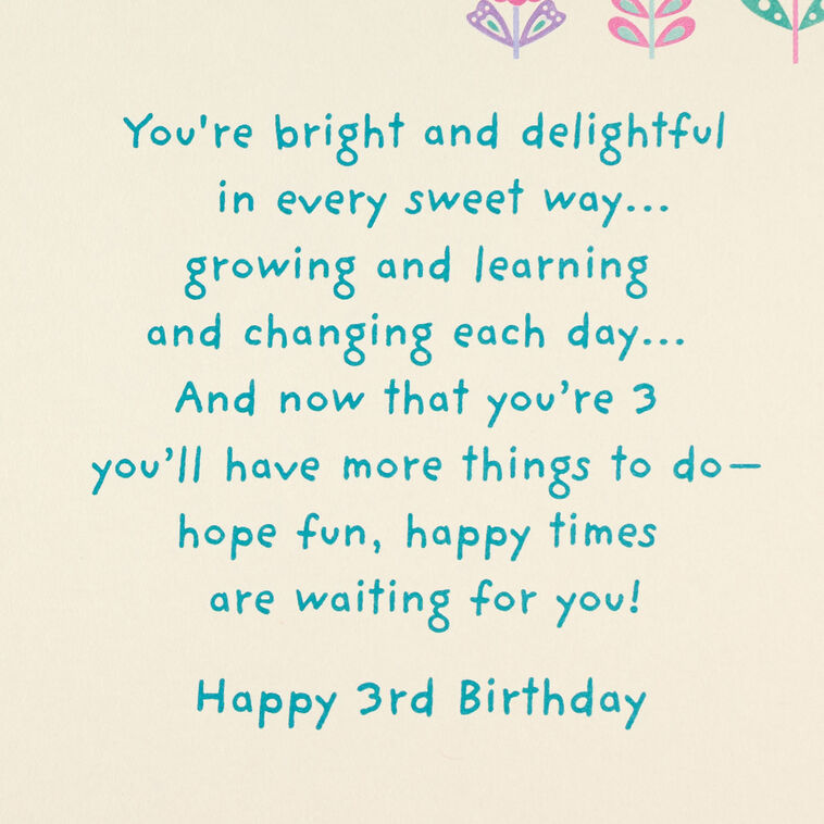 Bright and Delightful Butterfly 3rd Birthday Card With Sticker, , large image number 2