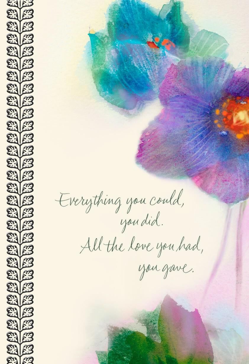 Watercolor Flowers Sympathy Card for Caregiver