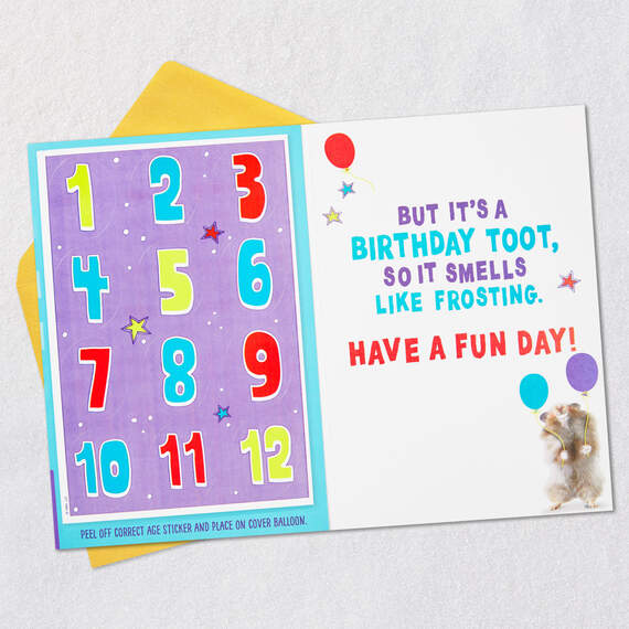 Tooting Hamster Customizable Kids Funny Birthday Card With Age Stickers, , large image number 3
