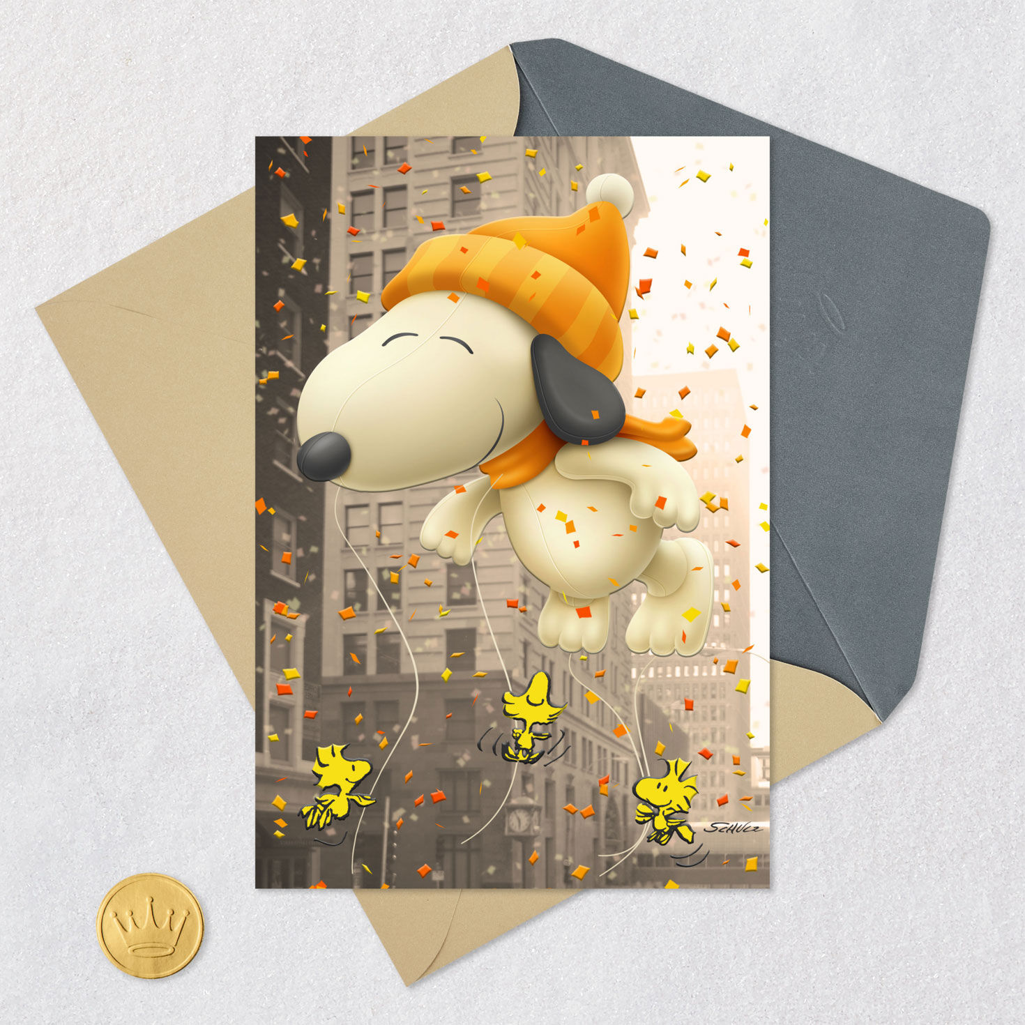 Peanuts&reg; Snoopy Hot Air Parade Balloon Funny Thanksgiving Card, , large image number 5