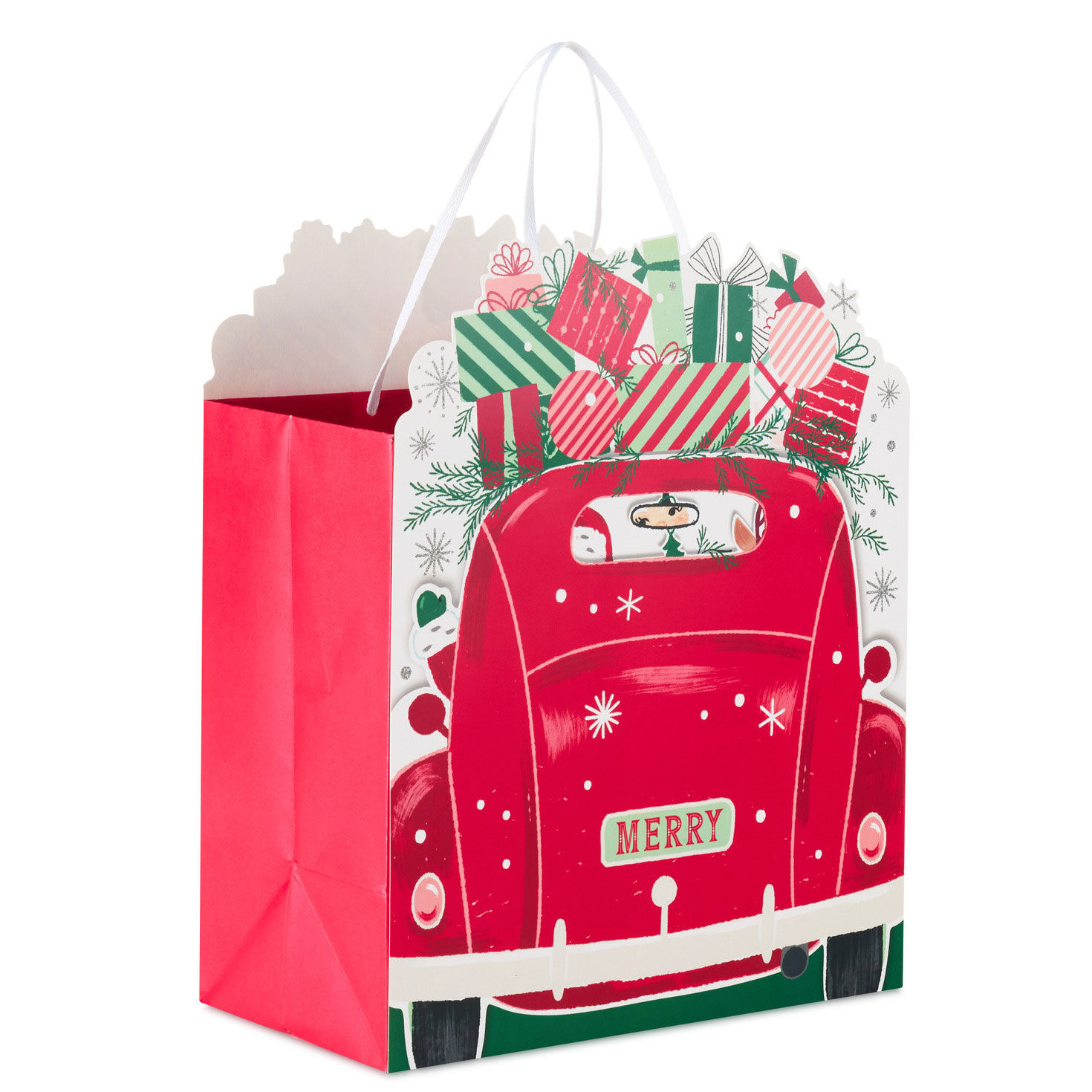 Road-Tripping Santa Large Square Christmas Gift Bag Back image number 6