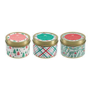 Festive Holiday Scented Candle Tins, 3-Pack
