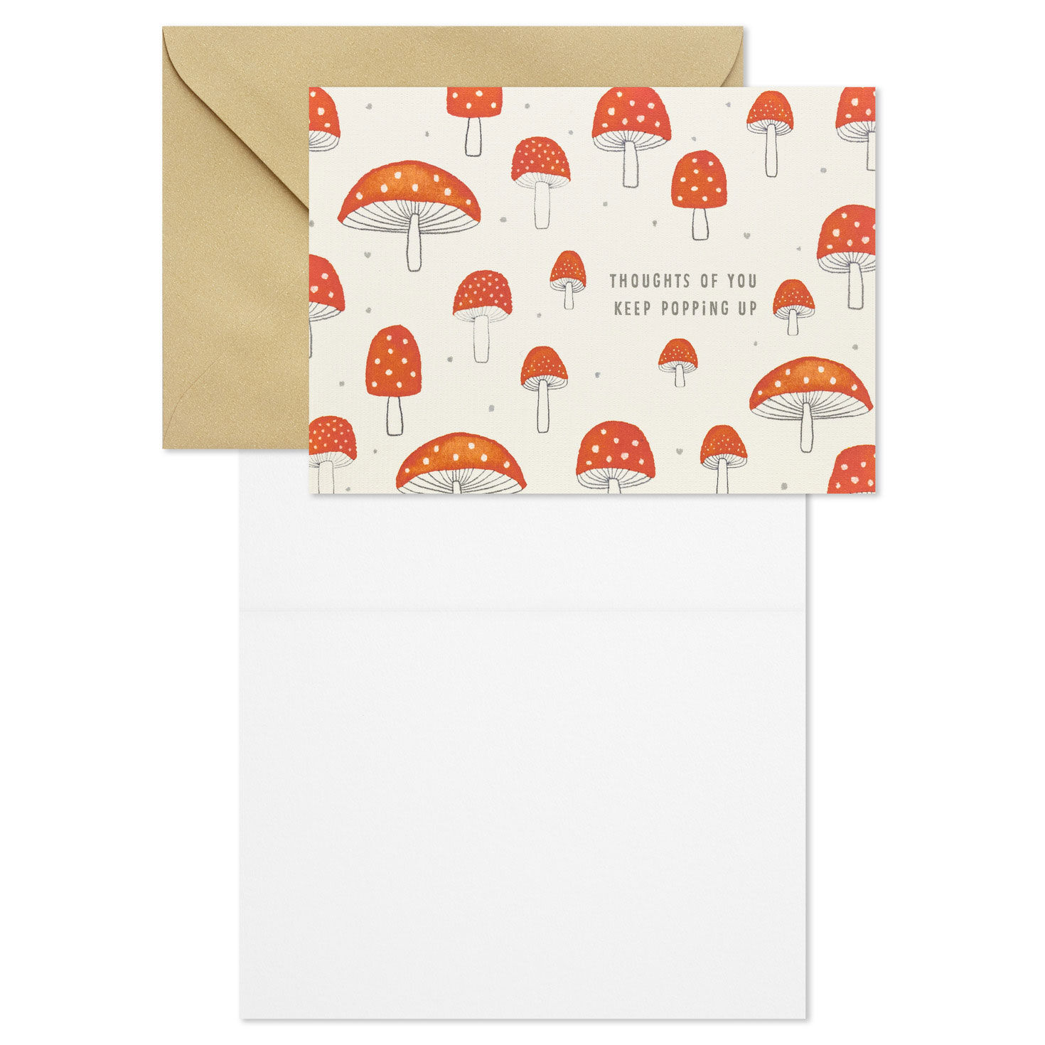 Red Mushrooms on Ivory Blank Note Cards Pack Card Front with open card image number 3