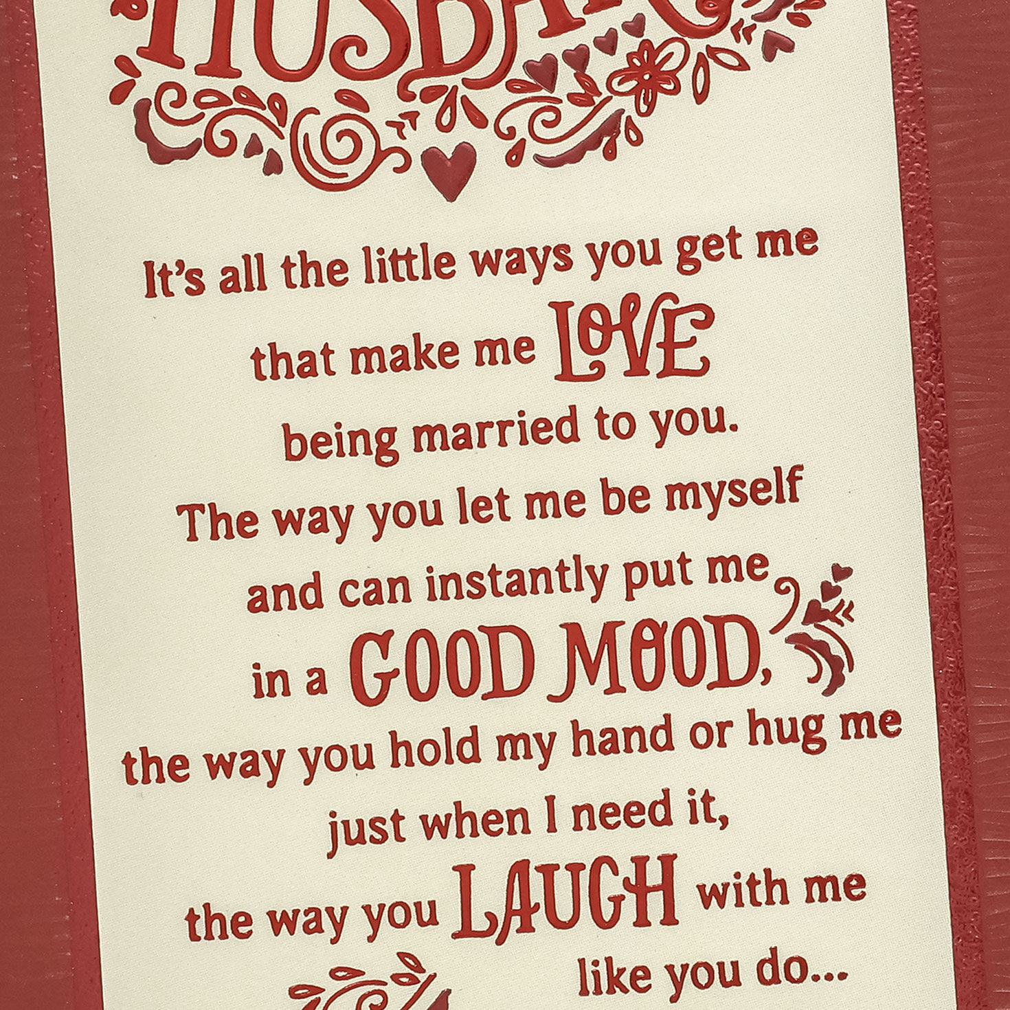 Red and Ivory Ornate Banner Sweetest Day Card for Husband Card Front Detail image number 4