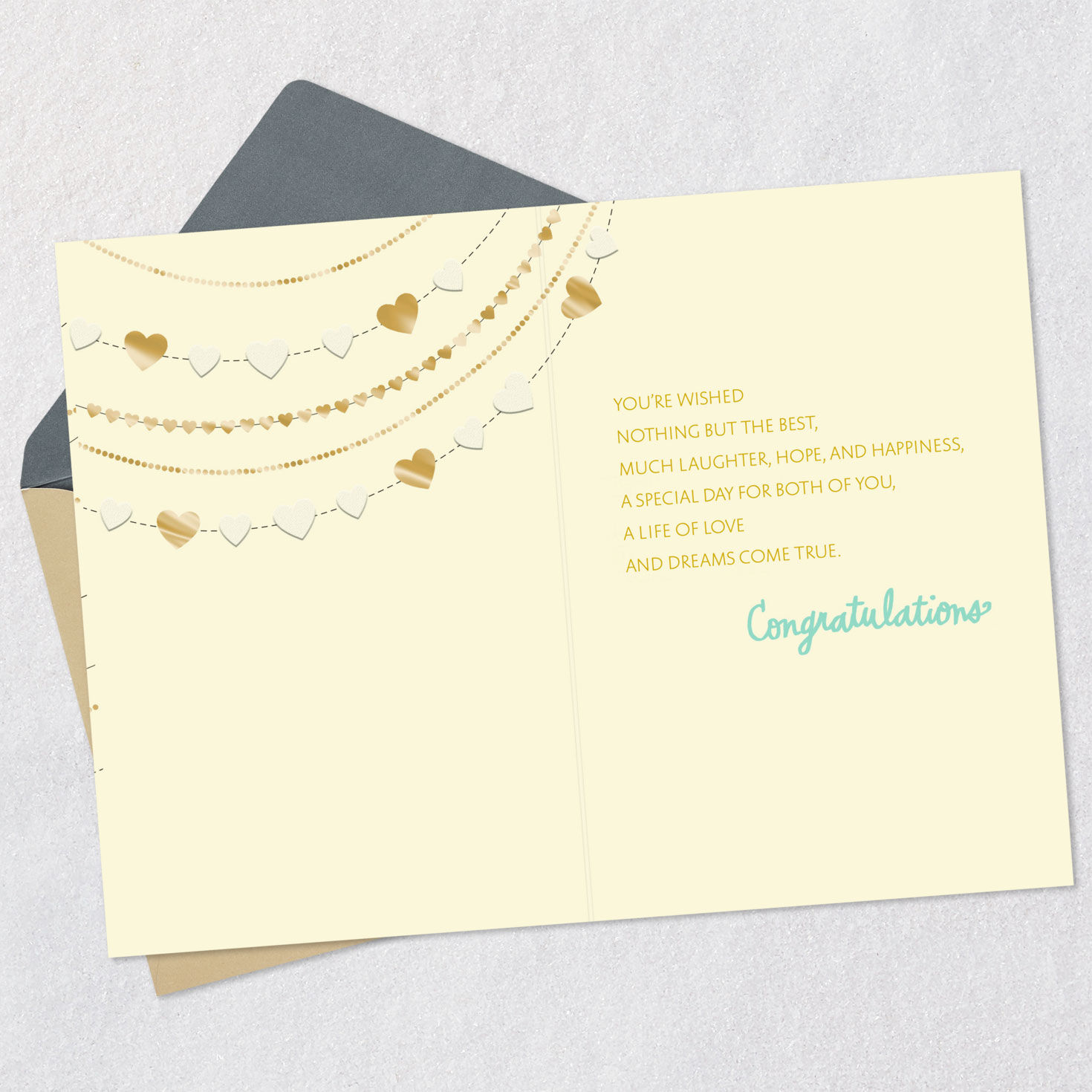 Sparkly Heart Garland Wedding Congratulations Card  image number 3