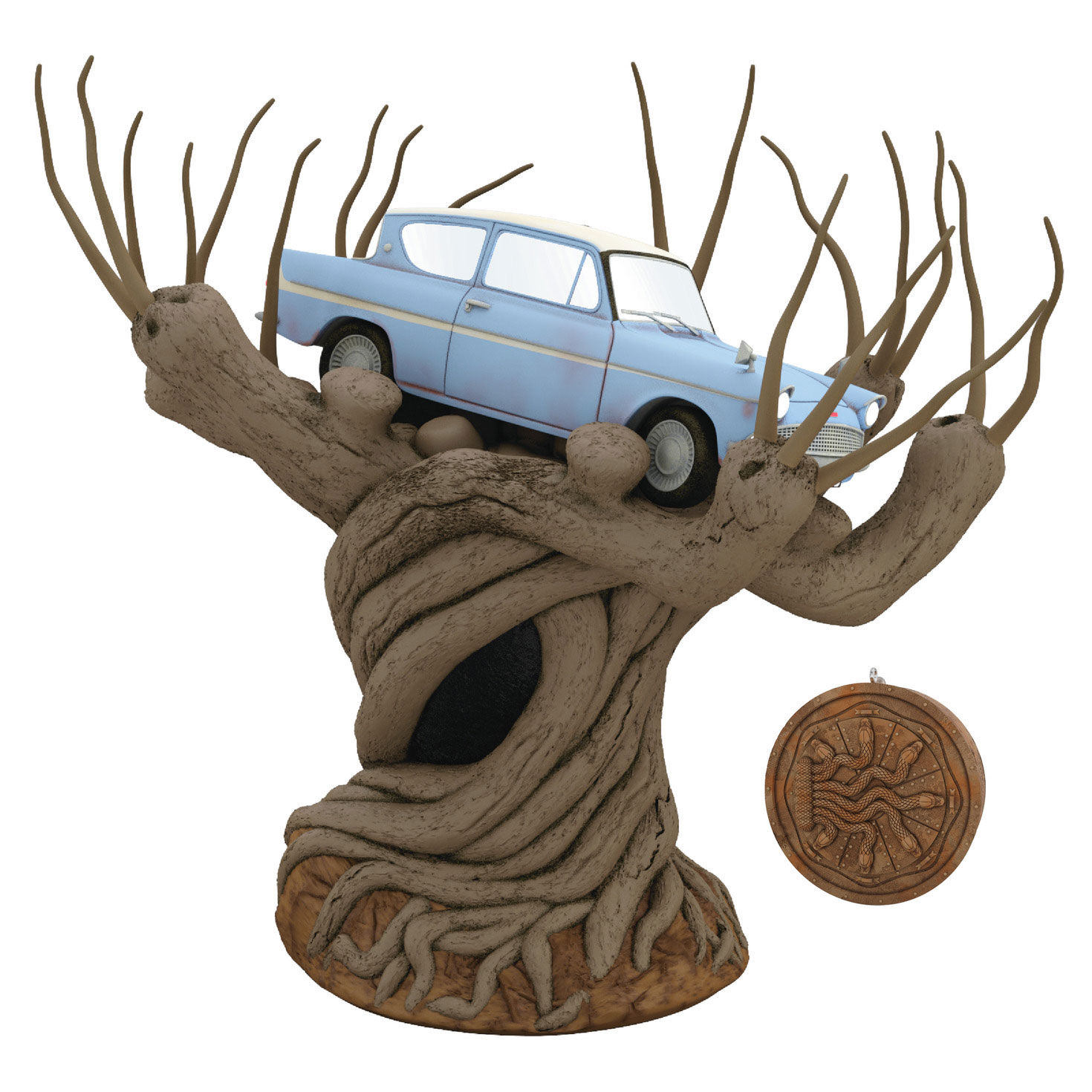 Harry Potter and the Chamber of Secrets Collection Flying Ford Anglia in the Whomping Willow Tree Topper With Light and Sound Keepsake Ornaments Hallmark