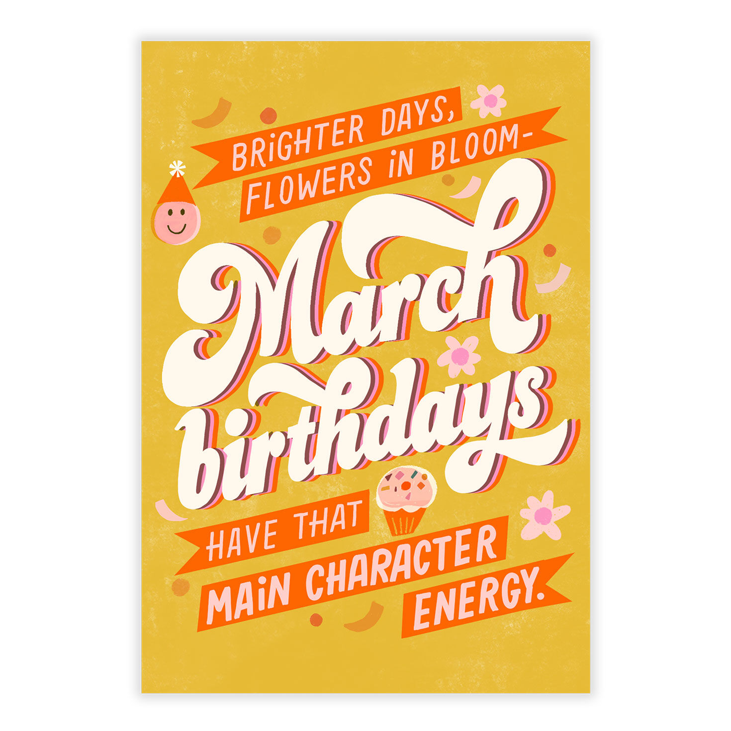 Orange March Birthdays Personalized Birthday Card front image number 2