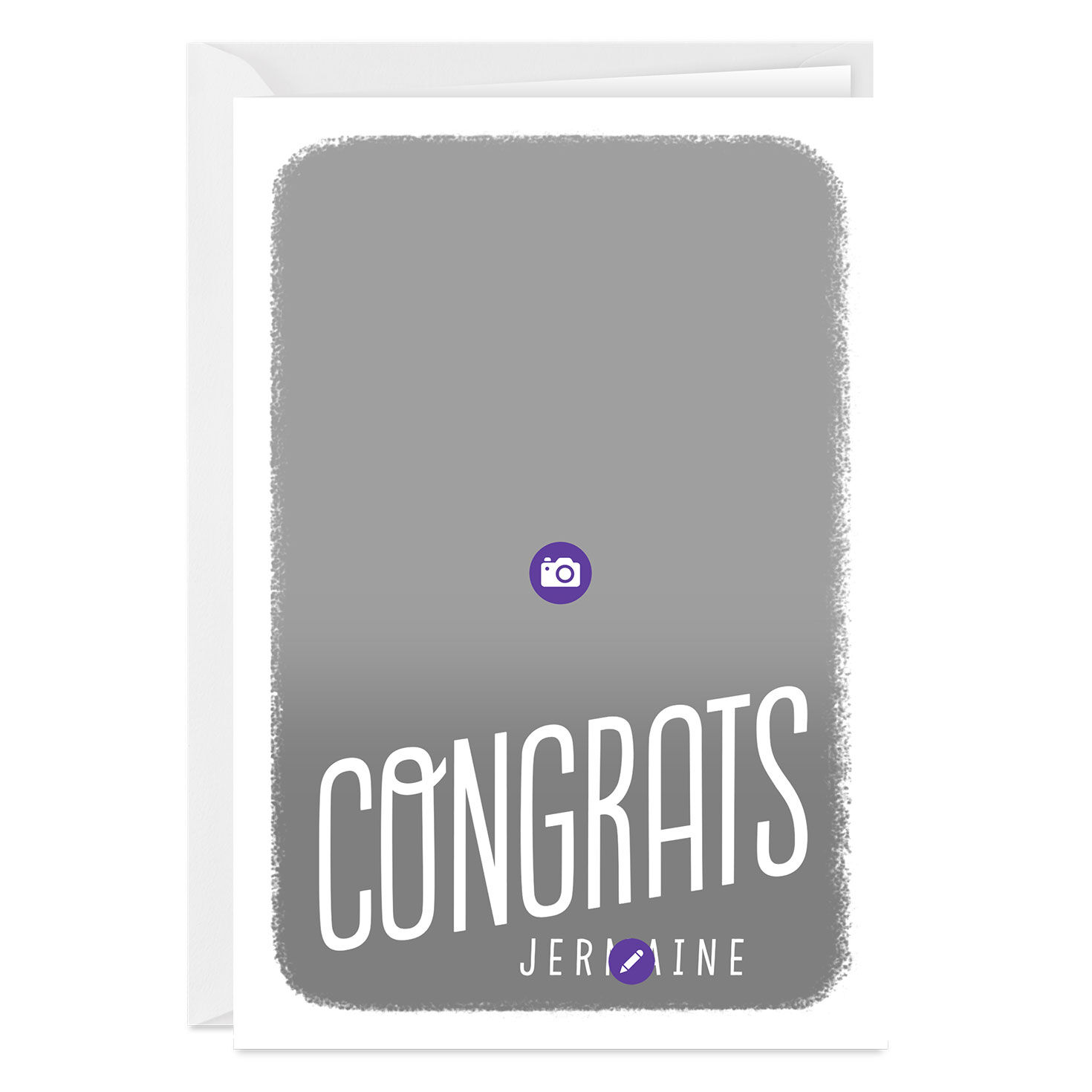 Personalized White Outline Congratulations Photo Card  image number 3