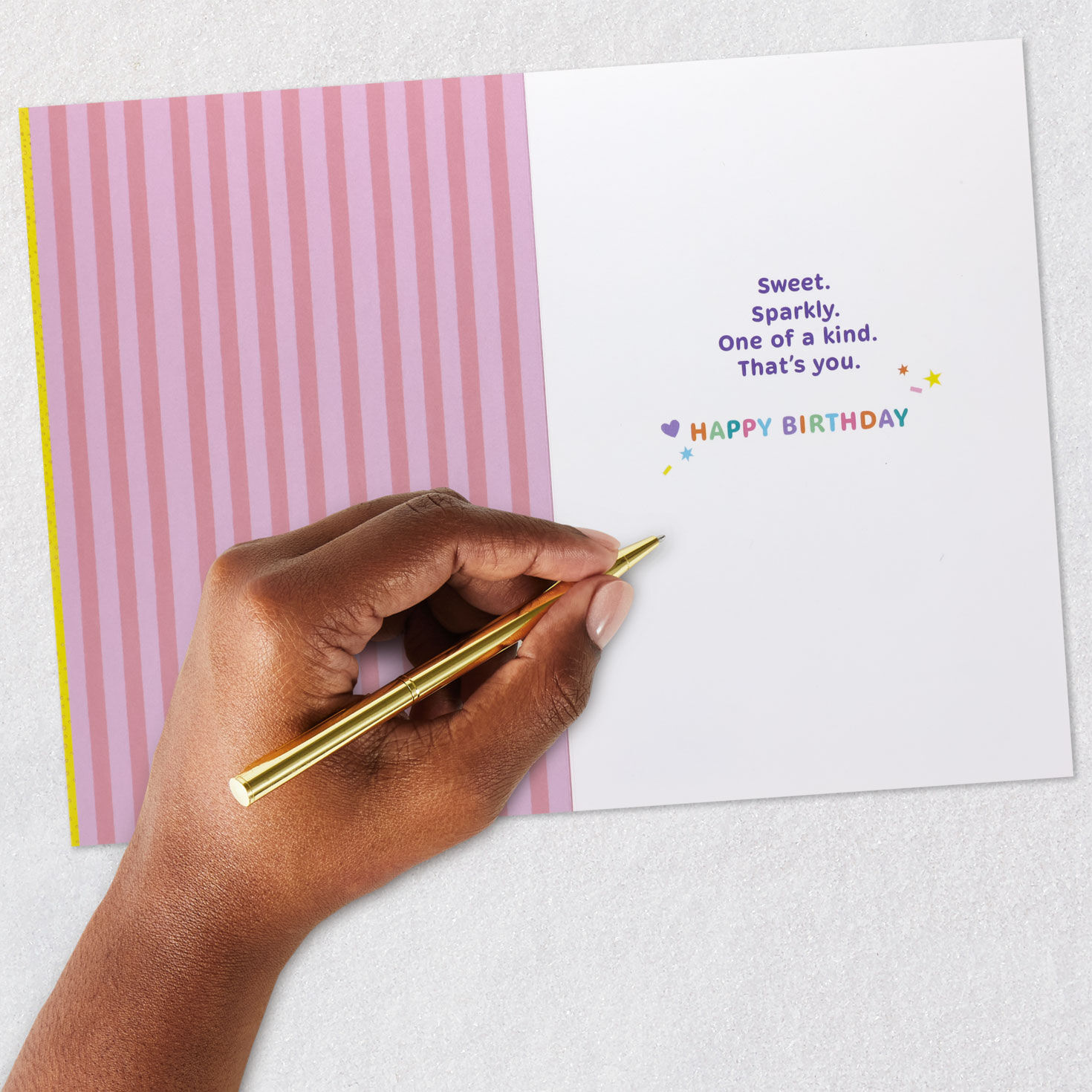 Pink Cupcake on Yellow Granddaughter Birthday Card Signing card image number 6