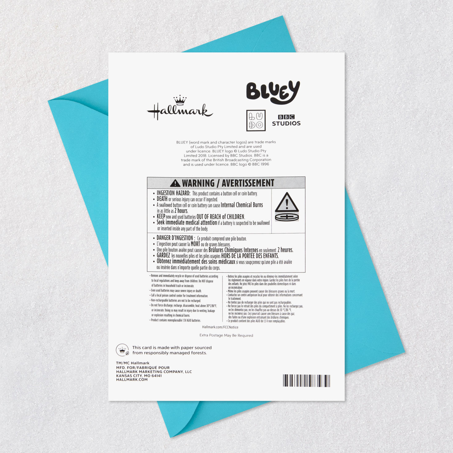 Bluey Dad Father's Day Card With Music Card Back with Envelope image number 7