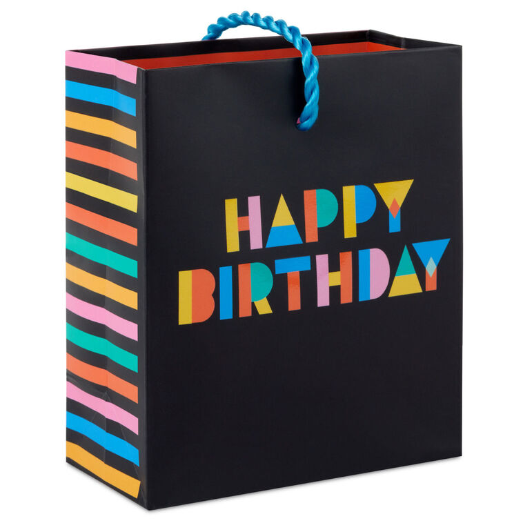 4.6" Colorful Wishes on Black Birthday Gift Card Holder Mini Bag