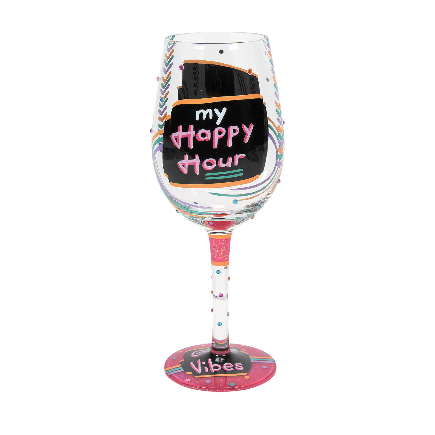 Lolita Happy Hour Handpainted Wine Glass, 15 oz., , large image number 2