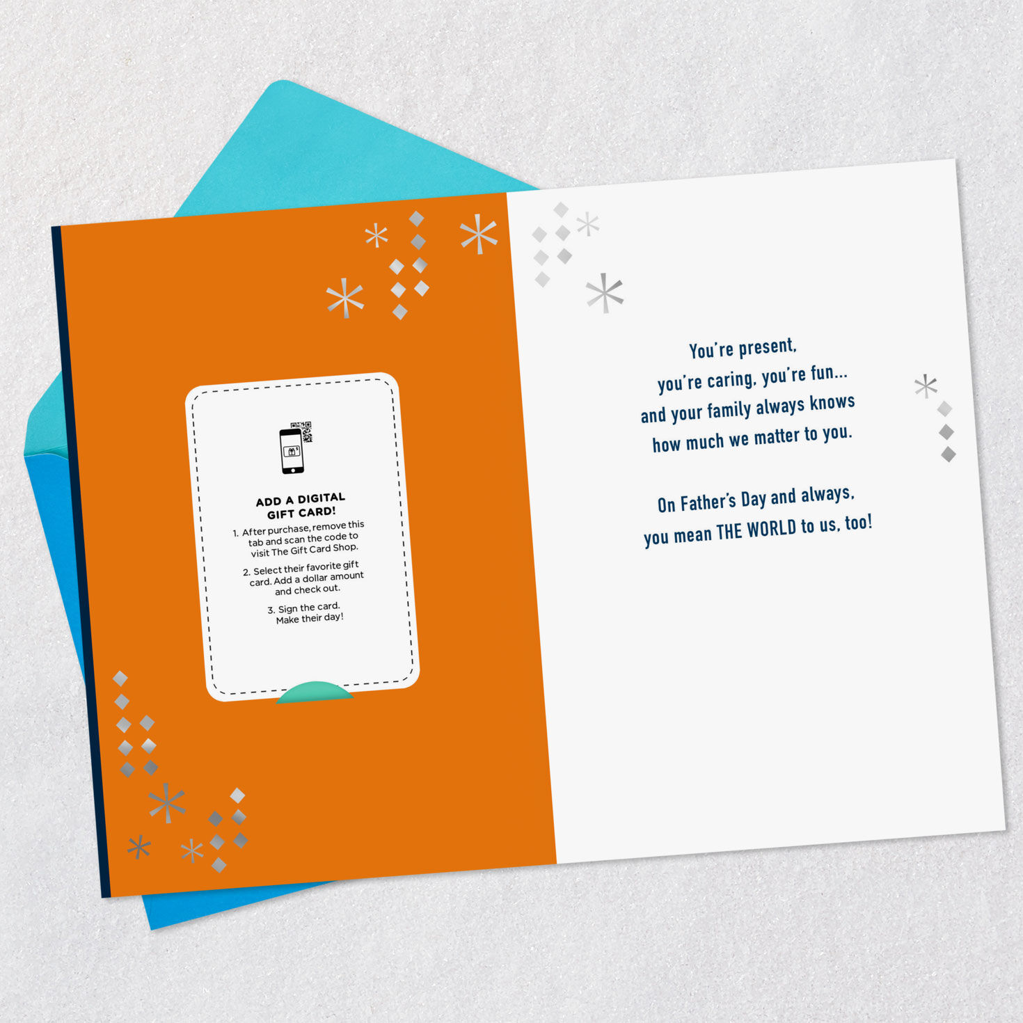 Circles and Stars Father's Day Gift Card Greeting Open Card with Envelope image number 3
