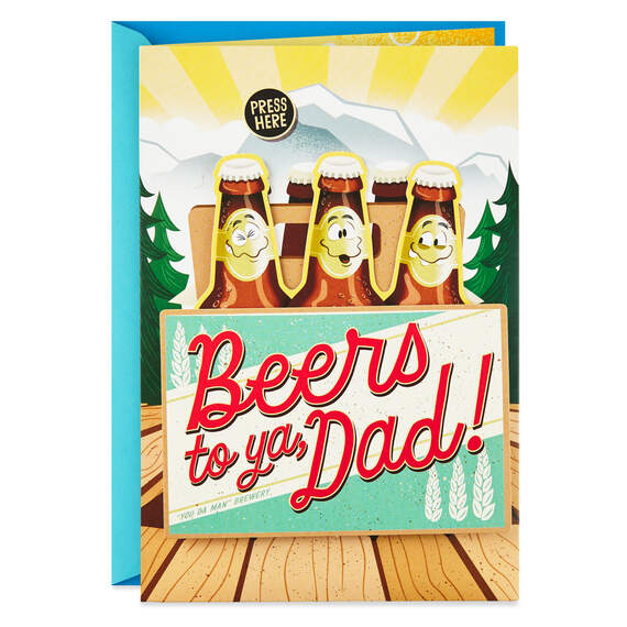 Beers to Dad Funny Musical Father's Day Card With Motion, , large image number 1