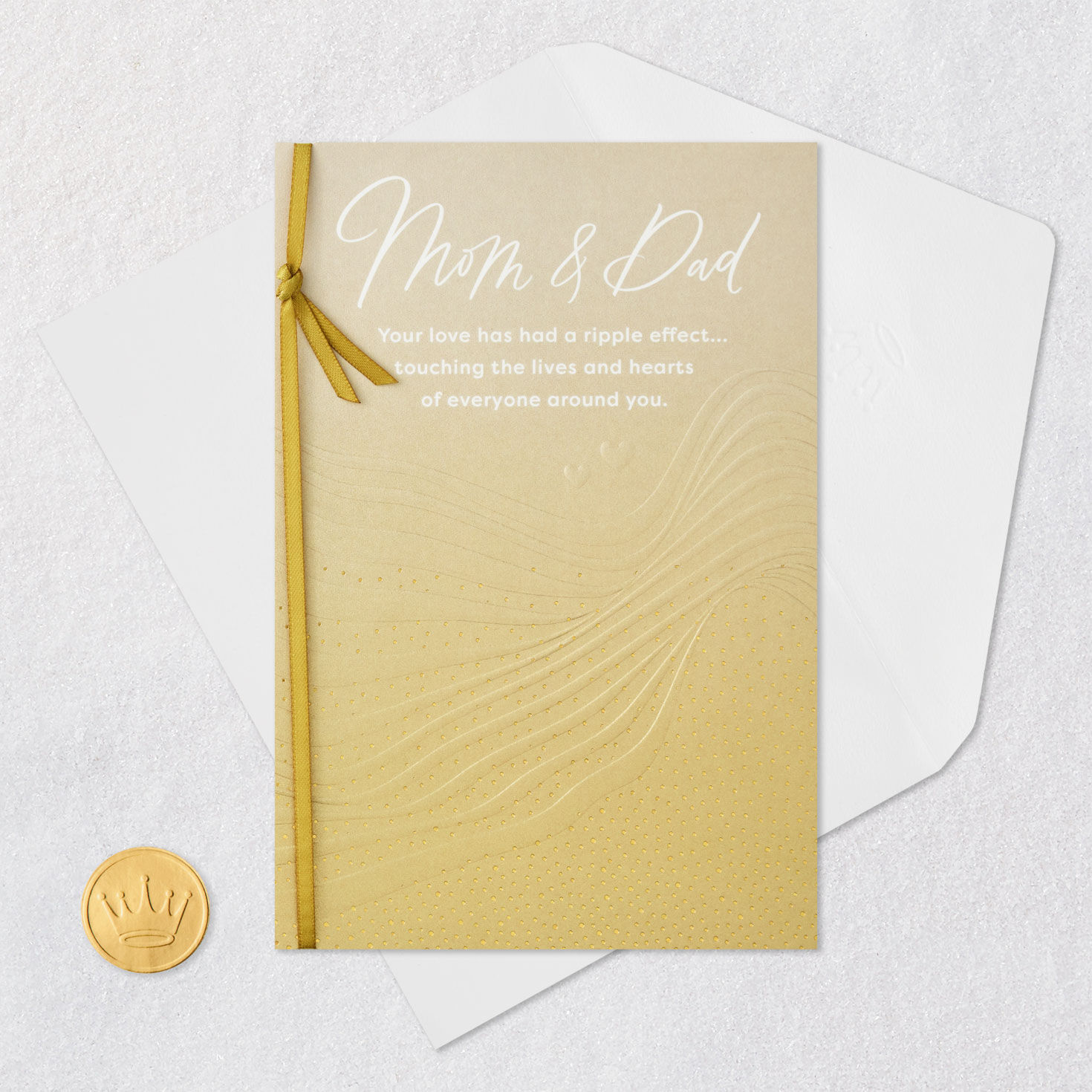 Ripples on Gold Anniversary Card for Parents Card Front with Envelope and Gold Seal image number 6