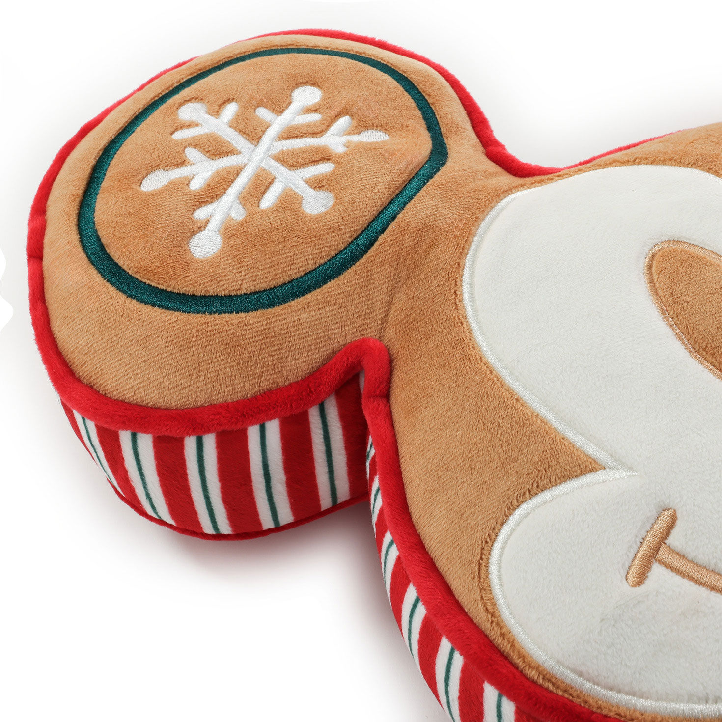 Gingerbread Mickey Mouse Face Pillow closeup view image number 4