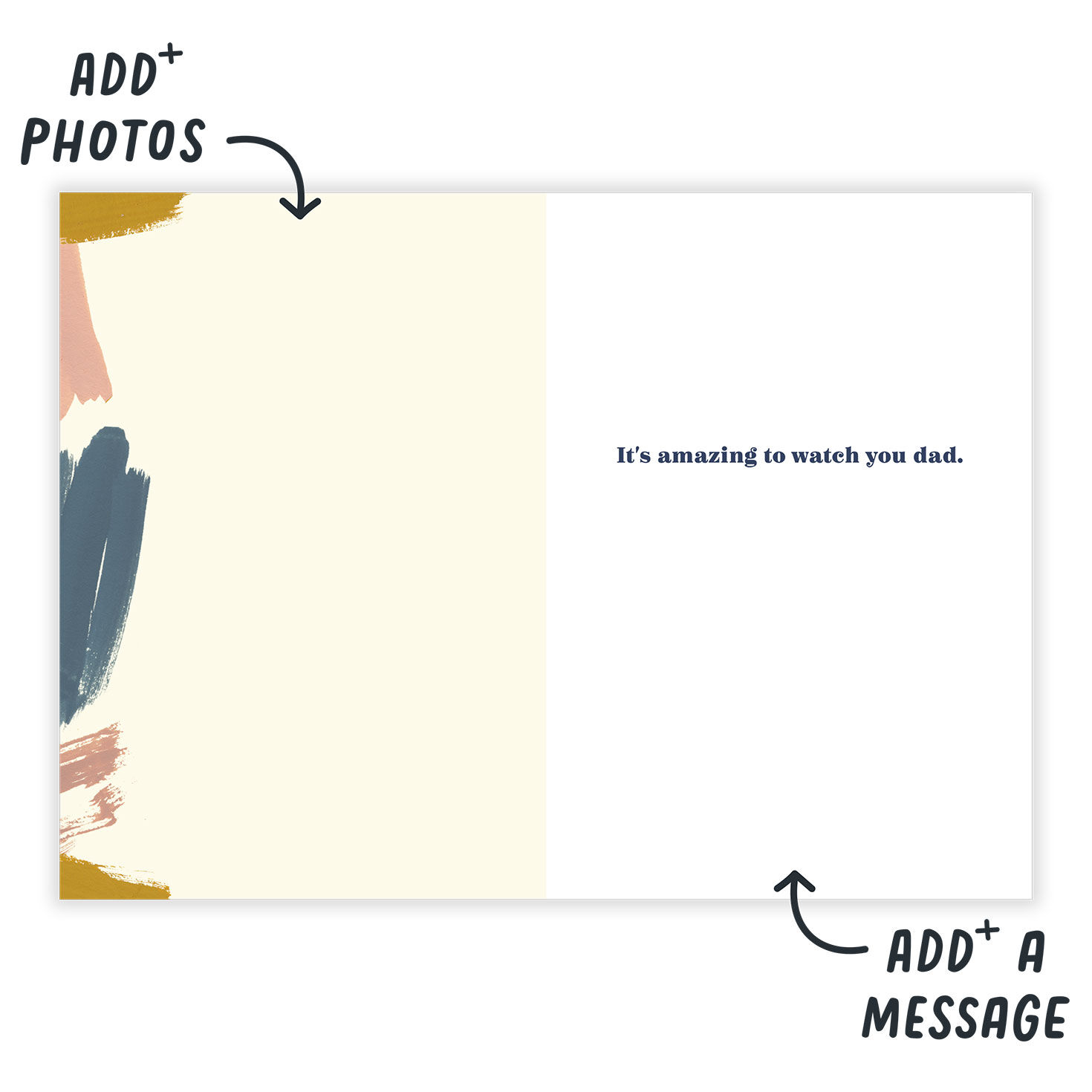 Pink Yellow Blue Personalized Father's Day Card  image number 3