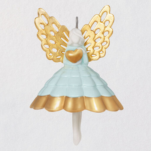 Mini Little Angel With Heart Porcelain and Metal Ornament, 1.5", 