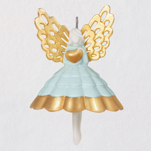 Mini Little Angel With Heart Porcelain and Metal Ornament, 1.5", 