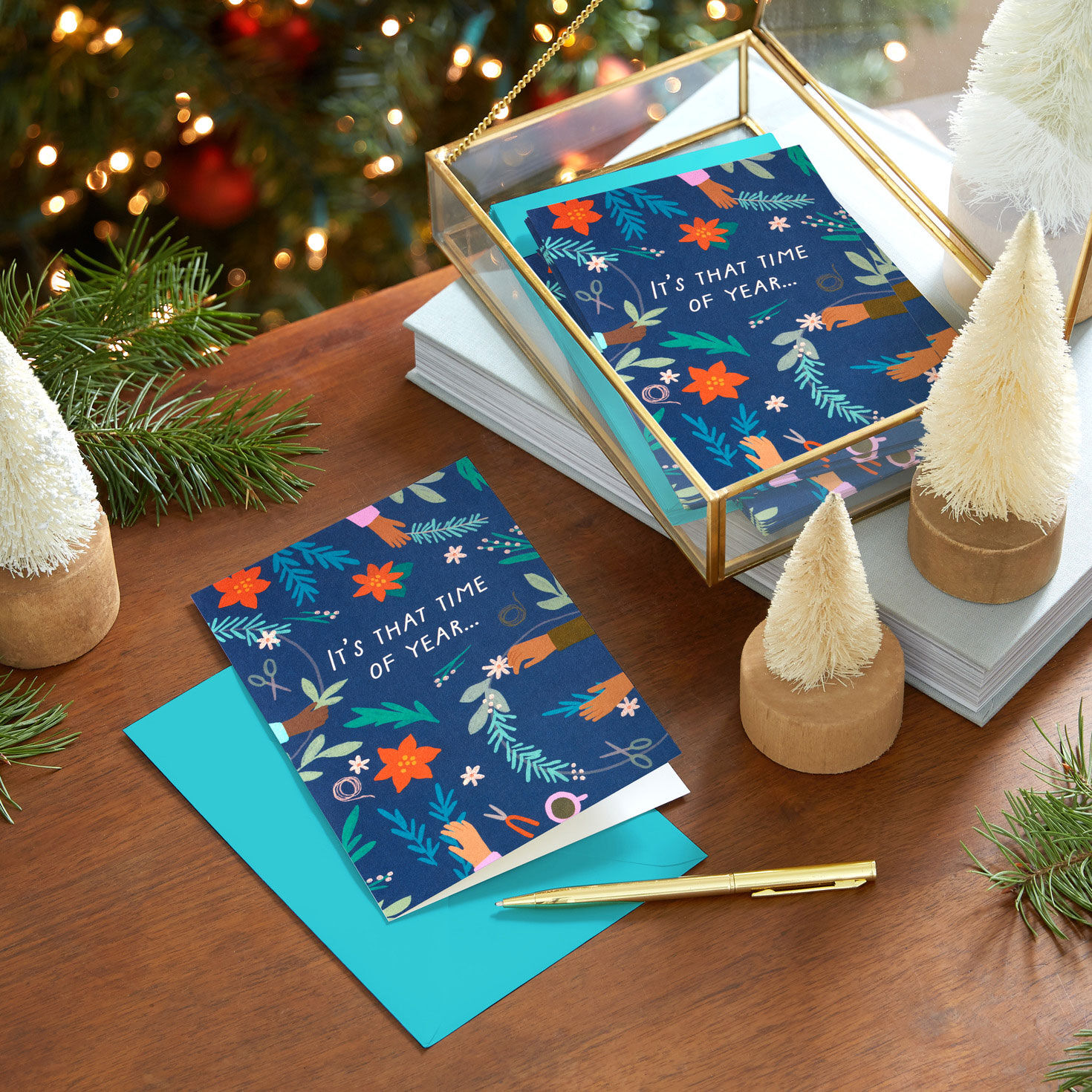Garlands on Blue Boxed Christmas Cards, Pack of 16 for only USD 12.49 | Hallmark