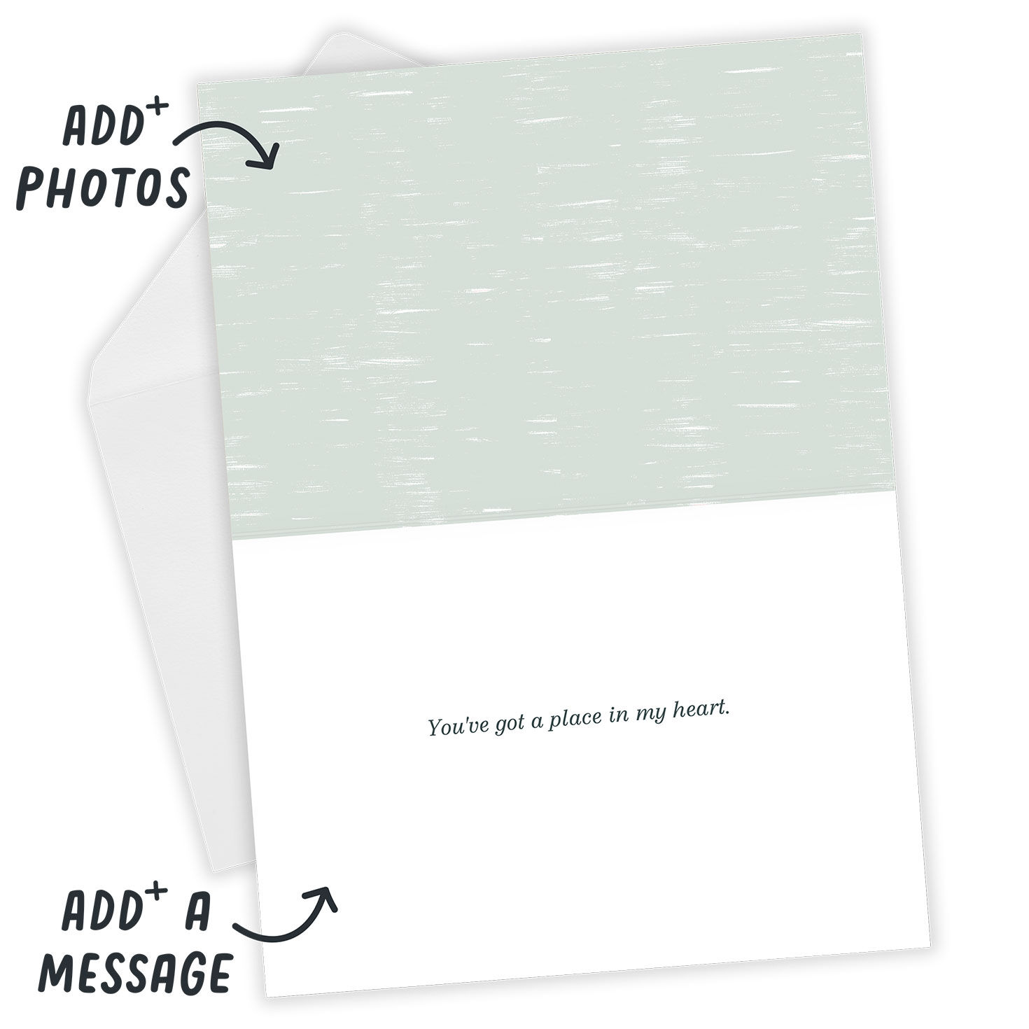 I Photo Heart U Personalized Love Card Open Card with Envelope indicating personalization image number 4