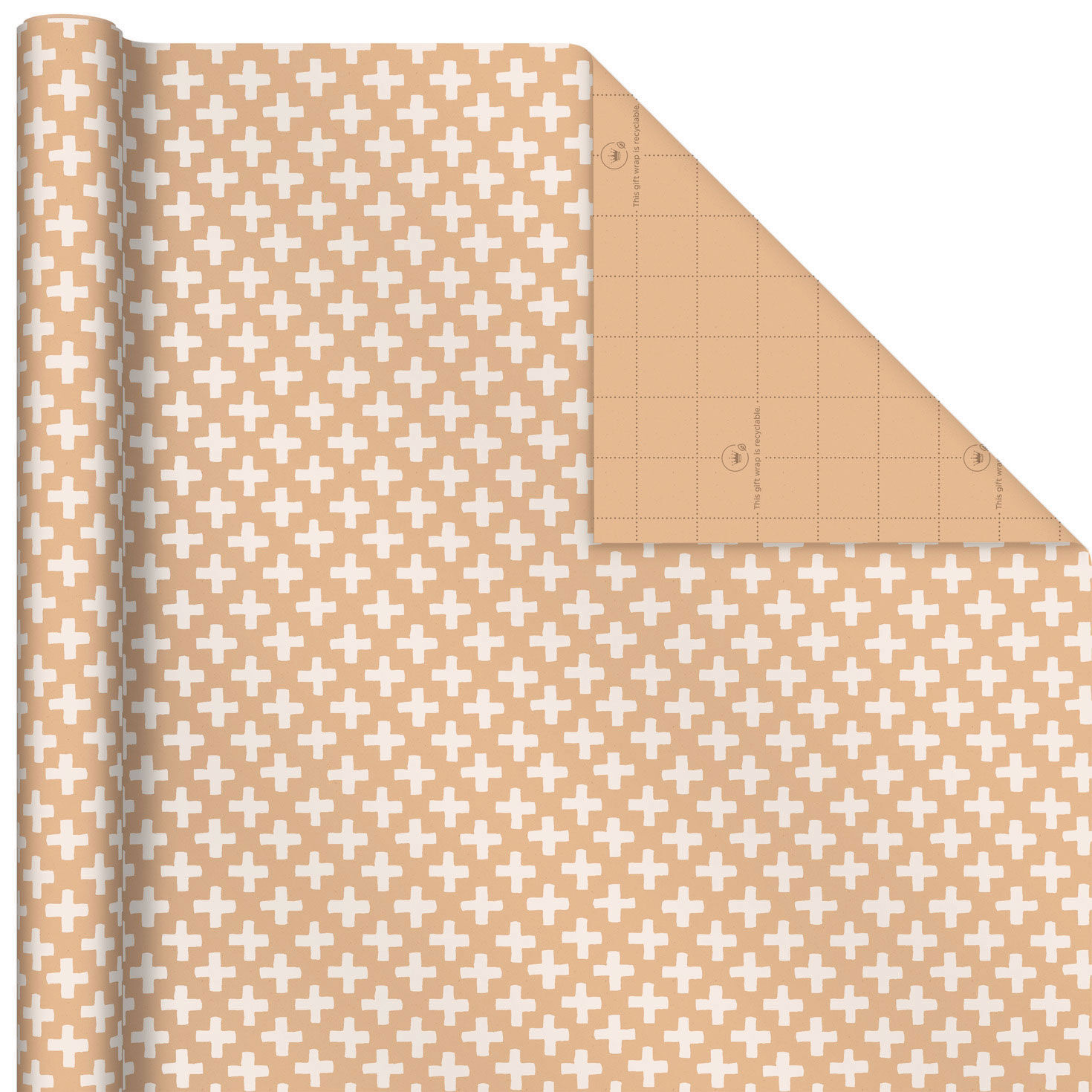 Plus Sign Kraft Wrapping Paper, 17.5 sq. ft. - Wrapping Paper