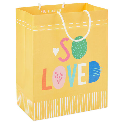 9.6" Pastel Lettering on Yellow Medium Gift Bag, 