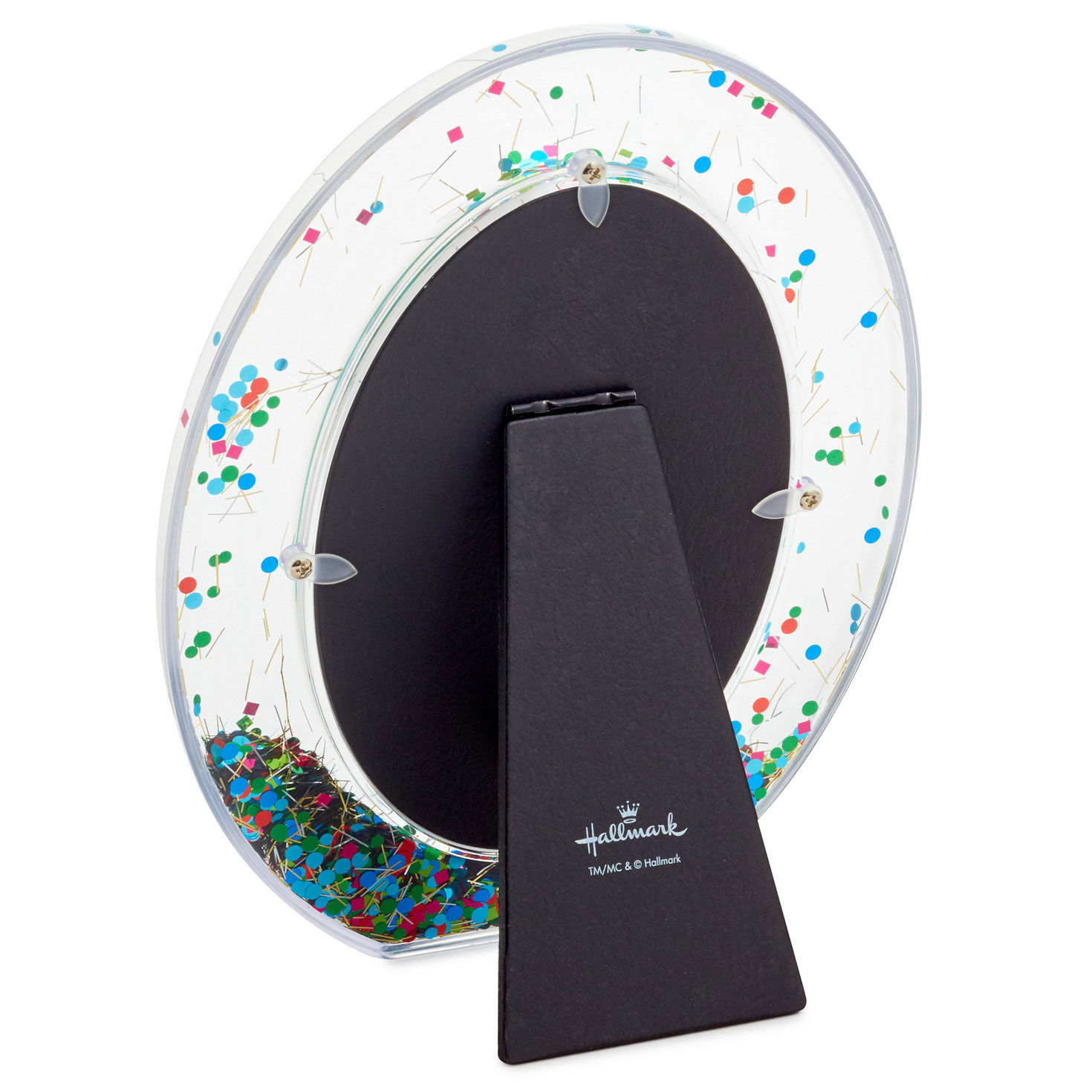 Oval 4x6 Clear Photo Holder With Colorful Confetti back image number 2