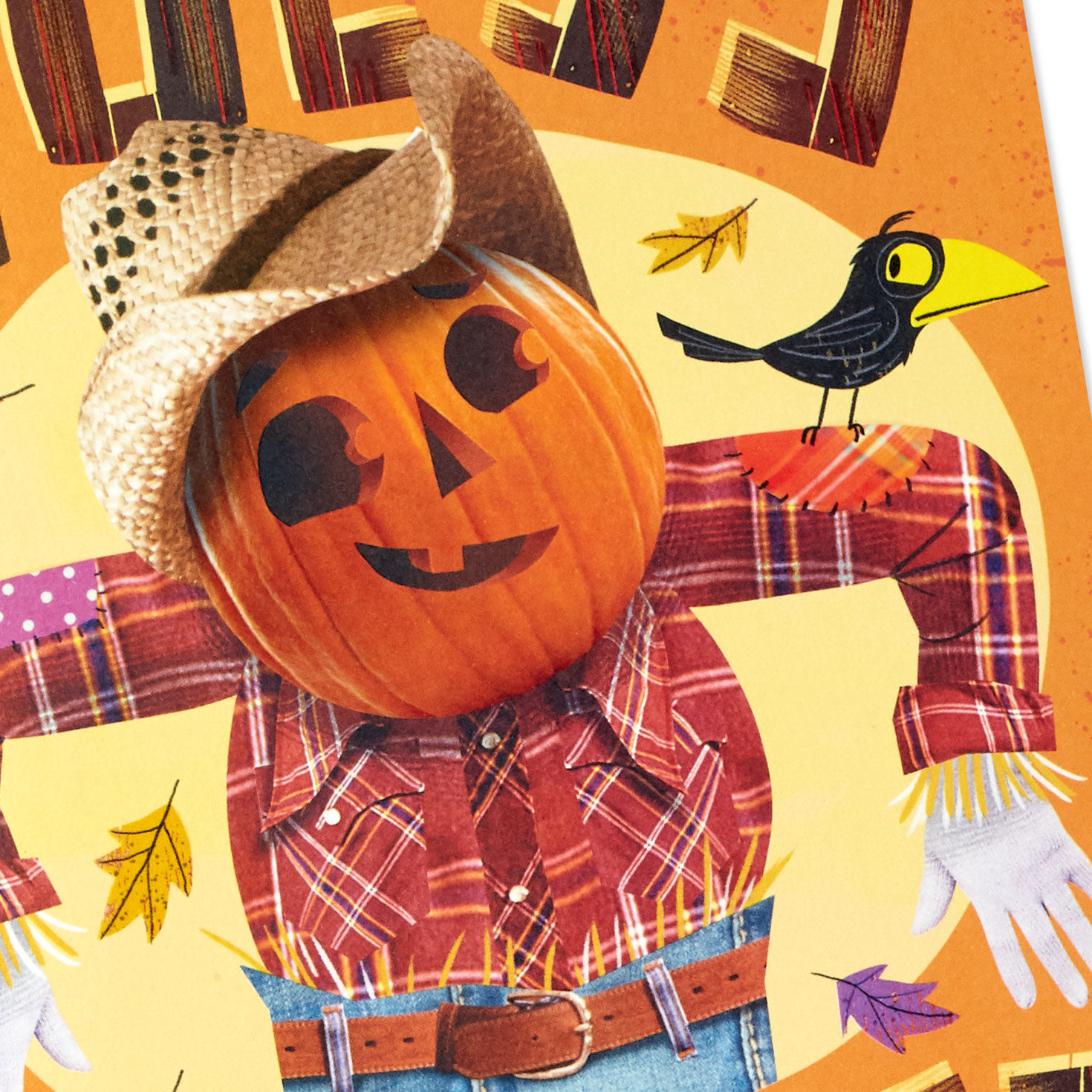Scarecrow Funny Halloween Pop-Up Card With Music Card Front Detail image number 4