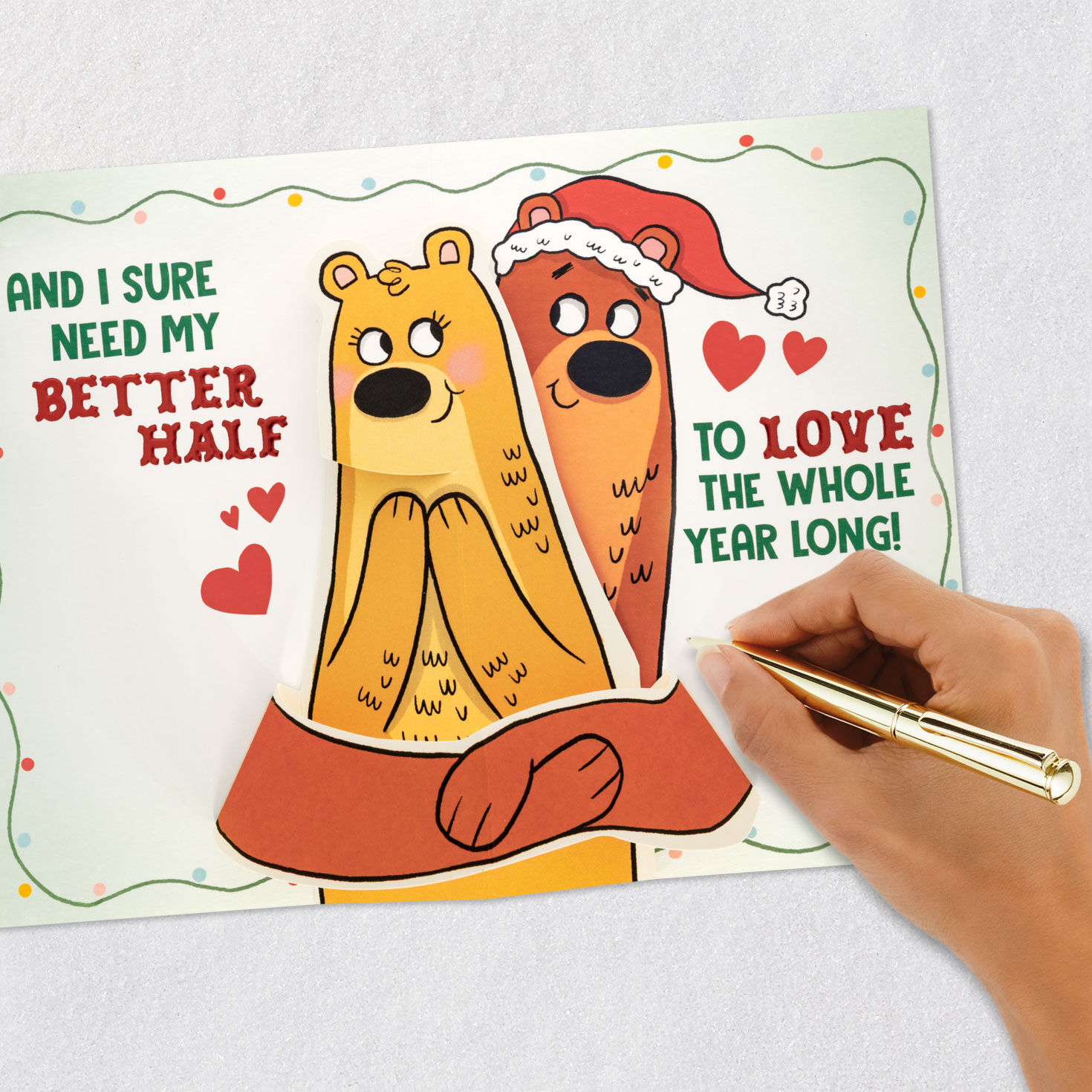 Bear Couple Pop-Up Christmas Card for Better Half Signing card image number 8