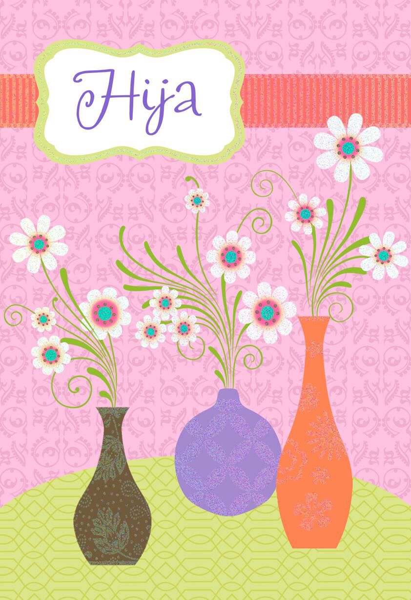 Vases of Flowers Spanish-Language Mother's Day Card for Daughter