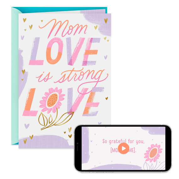 Mom Love Is Strong Love Video Greeting Mother's Day Card for Mom, , large image number 1