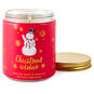 Snowman on Red Mint and Vanilla Scented Jar Candle lid off candle lit image number 2