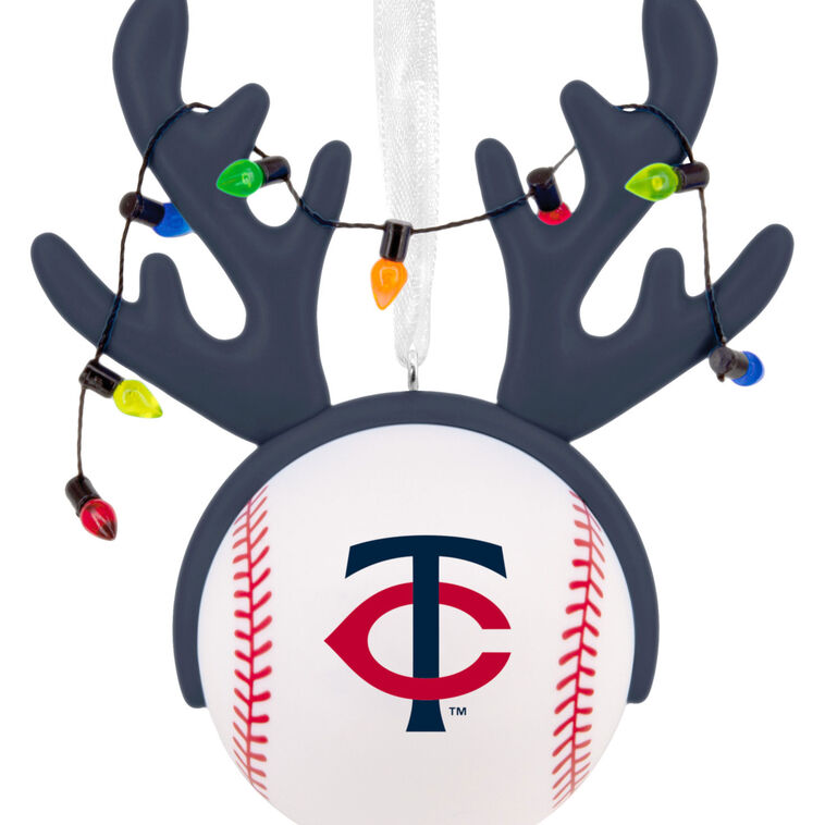 Twins Reindeer Baseball Christmas Ornament closeup view image number 5