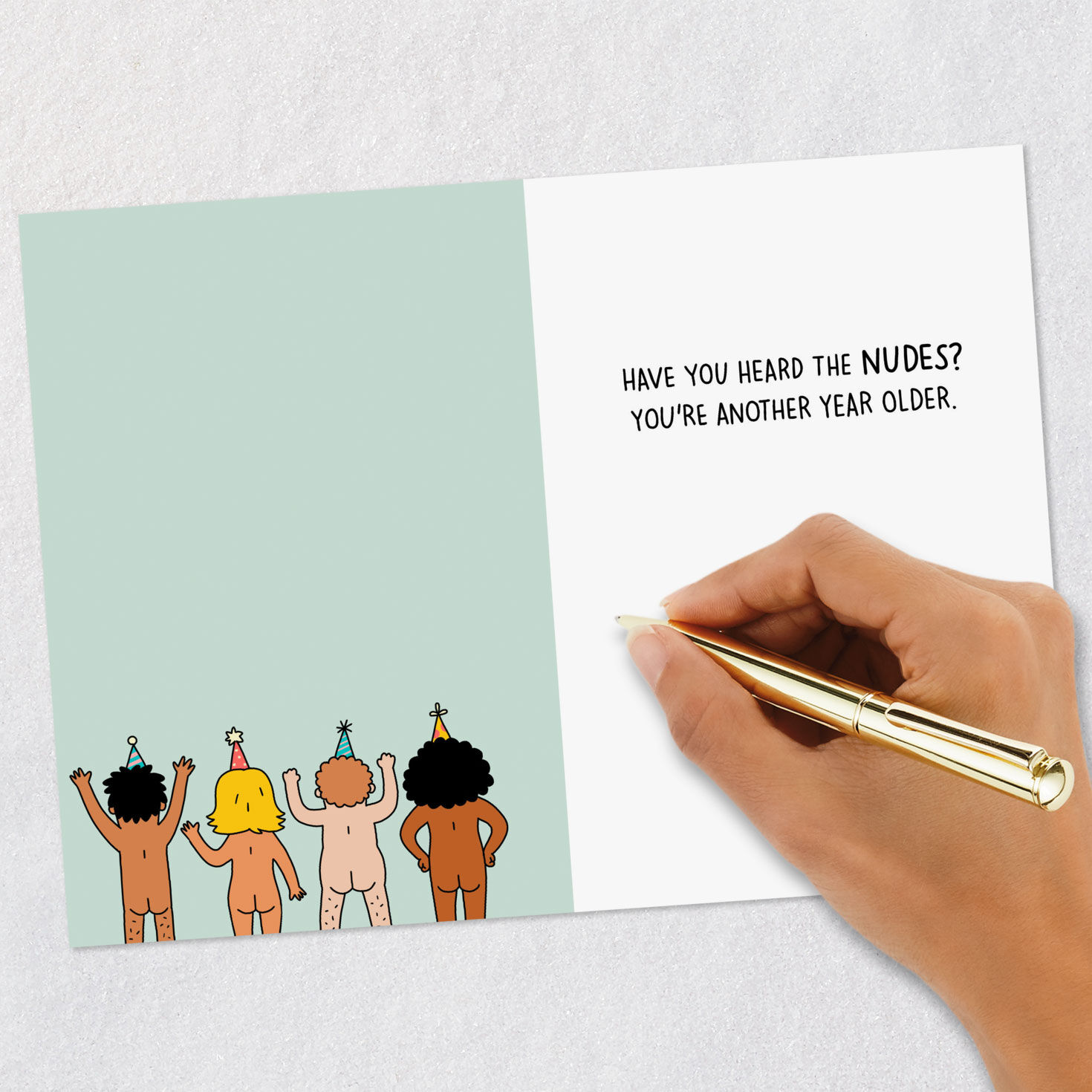 Funny Nudity Pun Happy Birthday Card Signing card image number 6