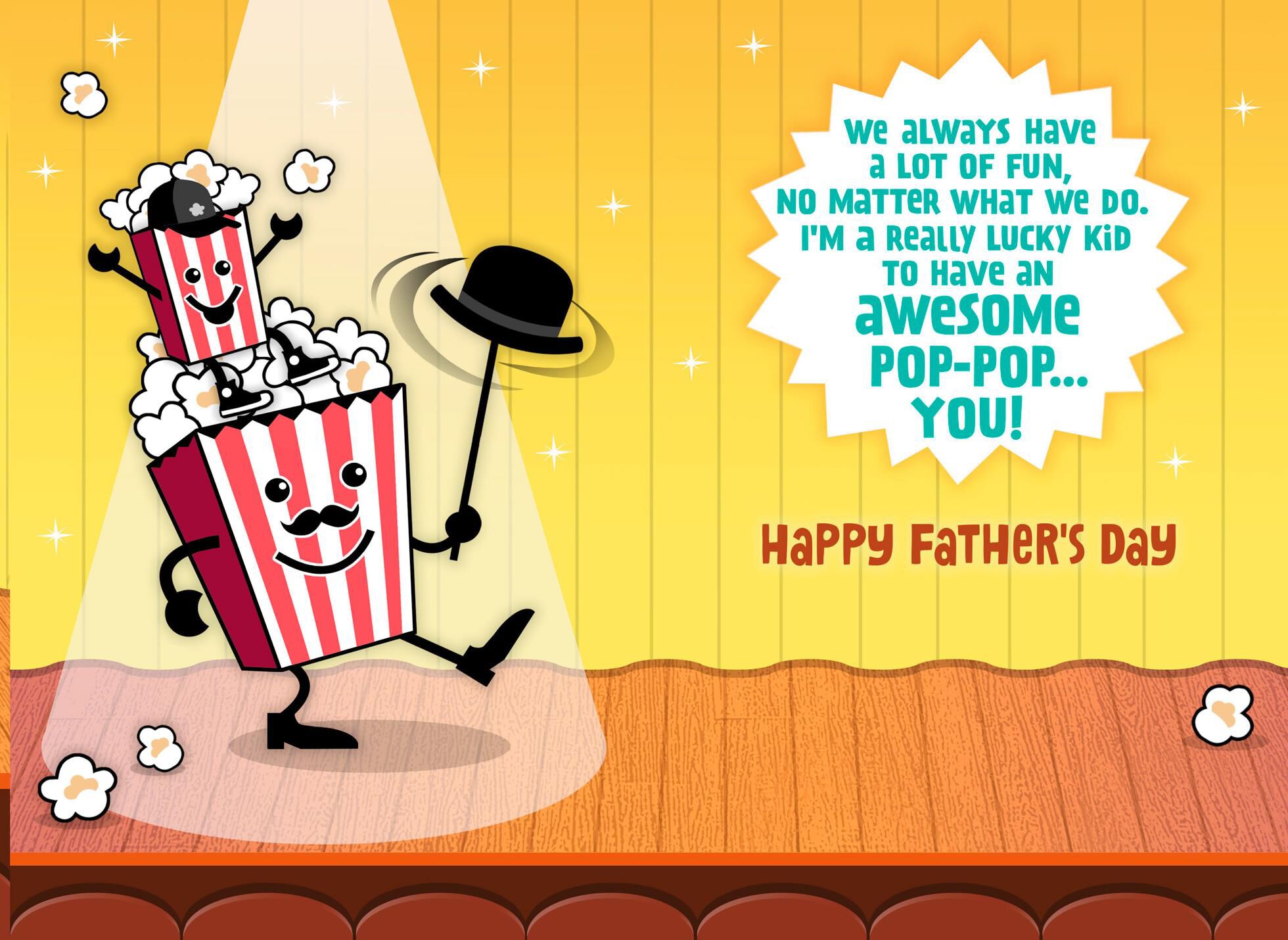 Dancing Popcorn Father's Day Card for Grandfather